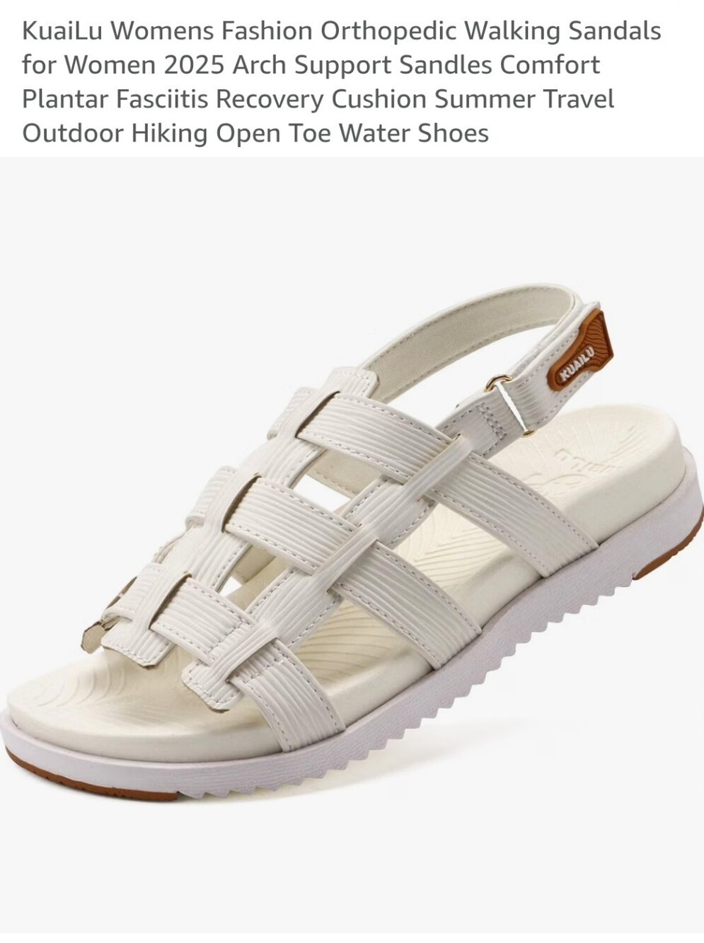 Women's White Comfort Orthopedic Walking Sandals Size 5 Womens Or 4 Youth
